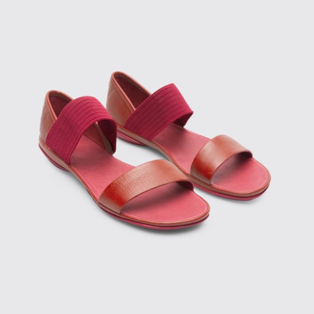 Camper Two-Strap Red Elastic Right Nina Sandals - size 40